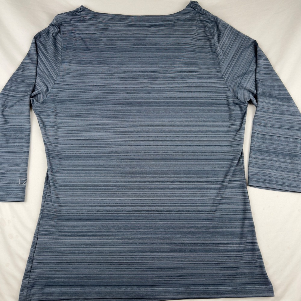 Cutter & Buck CB DryTec Blue Space Dye Cowl Neck 3/4 Sleeve Top Womens Large - Picture 3 of 7